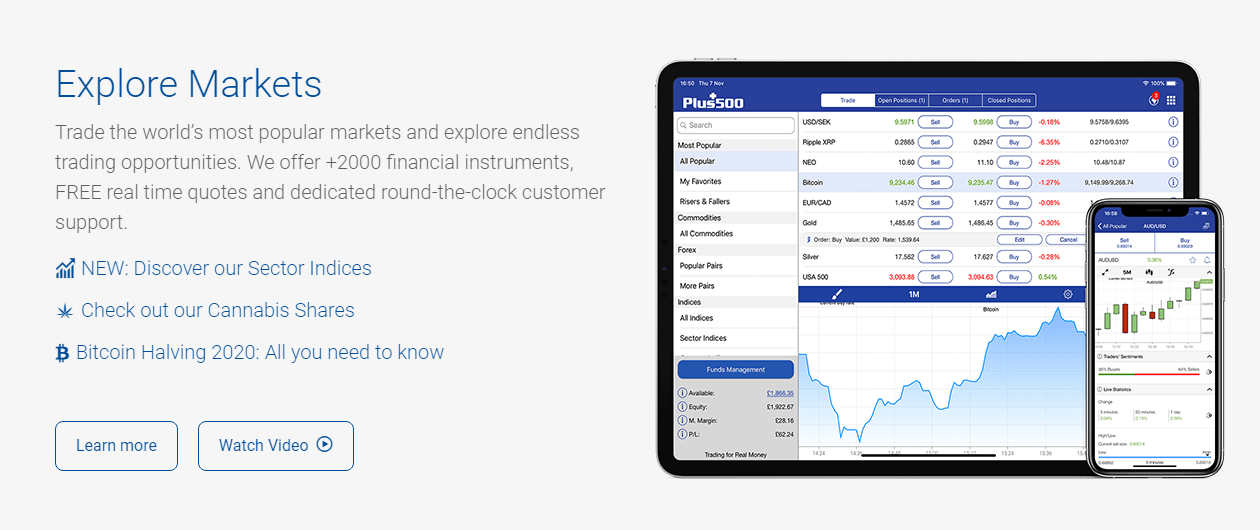 Homepage section - Text near Tablet with trading platform