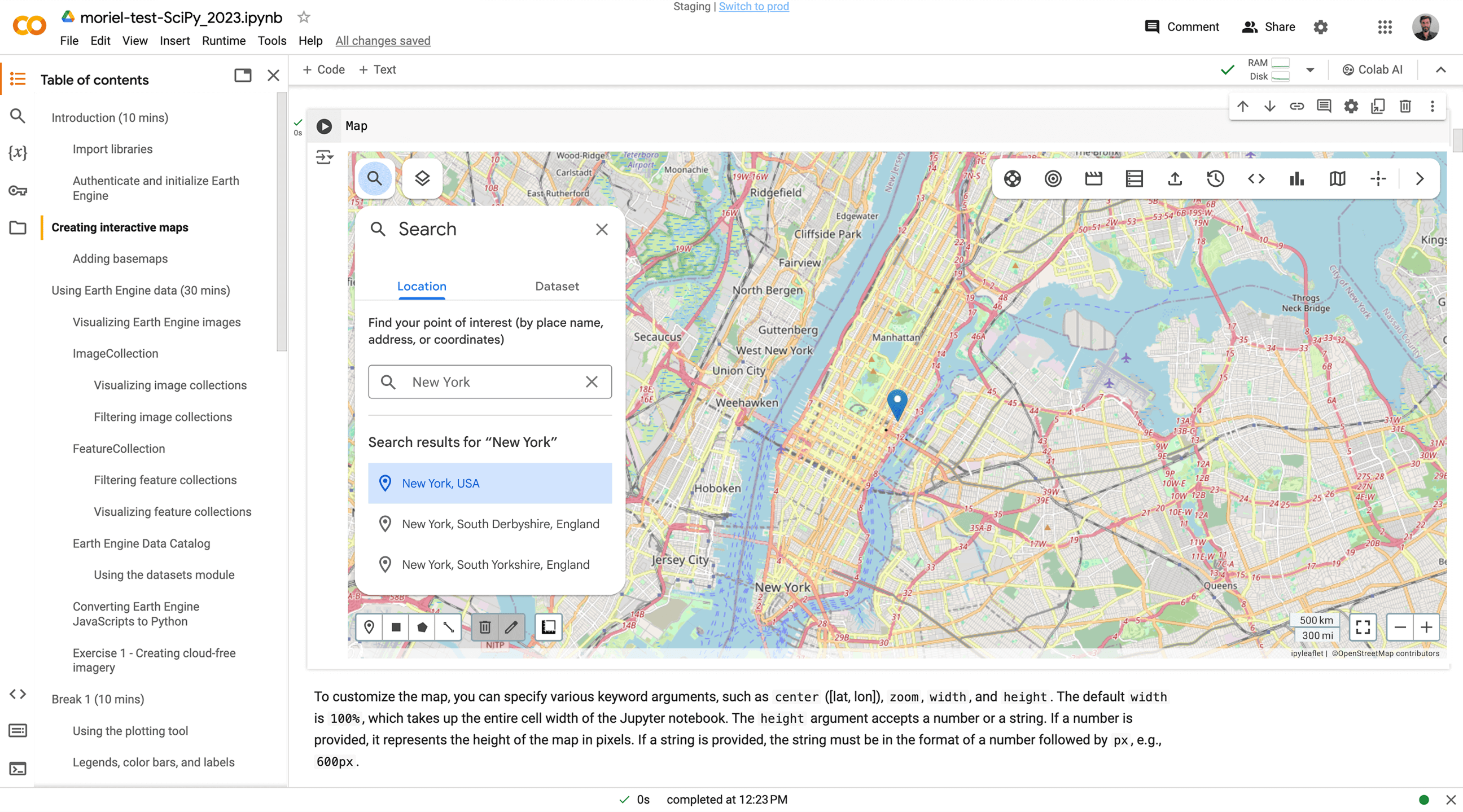 geemap Map-Panel-Search-tab-1-2-results-on