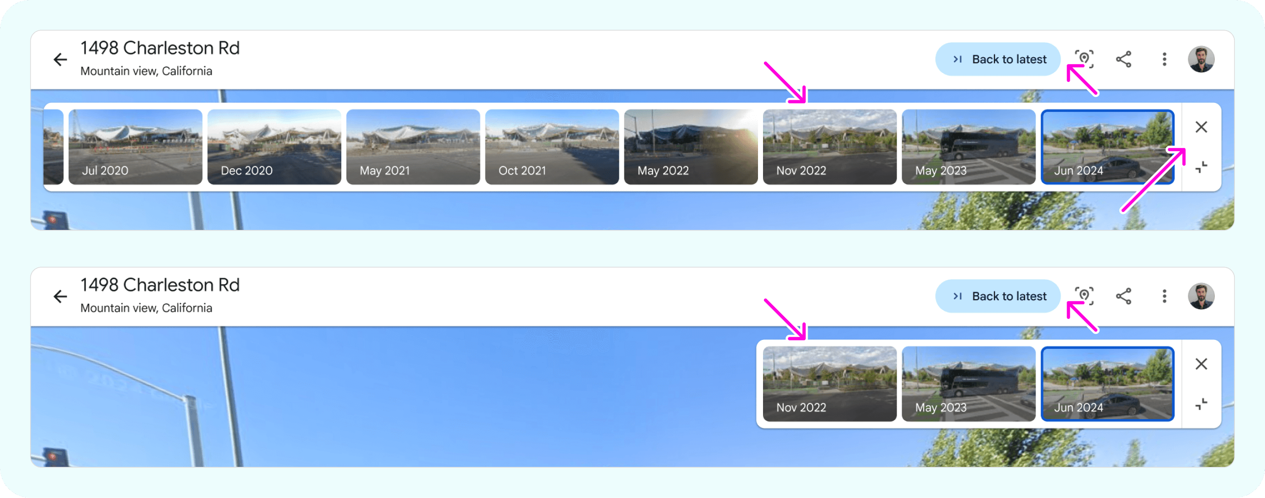 Google Earth Street View - Responsive thumbnails Panel